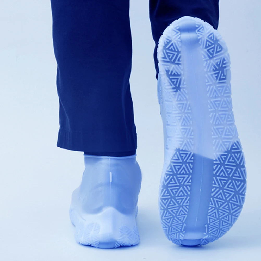 

1Pair Anti-Skid Overshoes Latex Shoe Cover Blue Size L Durable Reusable Household Non-Slip Shoes Protector Shoes Cover