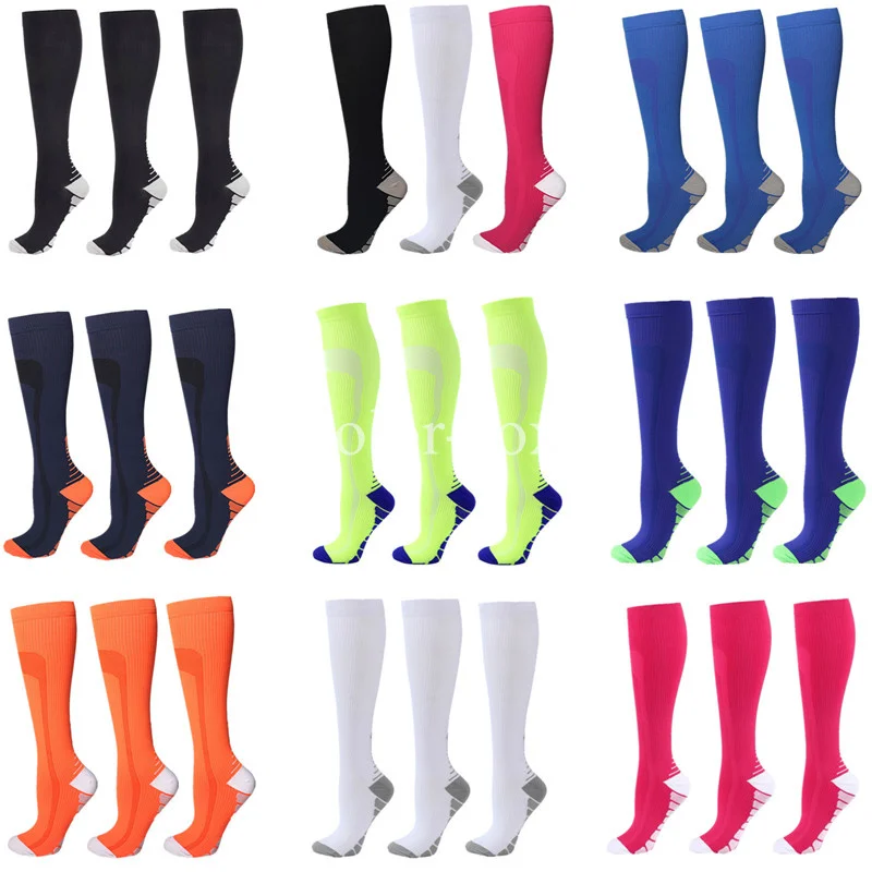 3 Pairs Compression Socks Men Women Running Sport Socks Graduated Crossfit Training Running Recovery Outdoor Cycling Sock