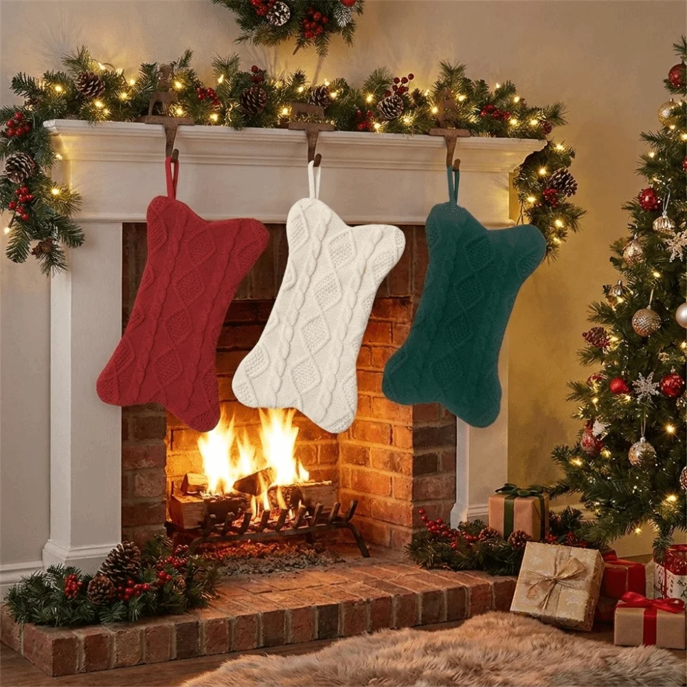 Christmas Stocking Hanging - Милый рождественский чулок из косичного трикотажа,