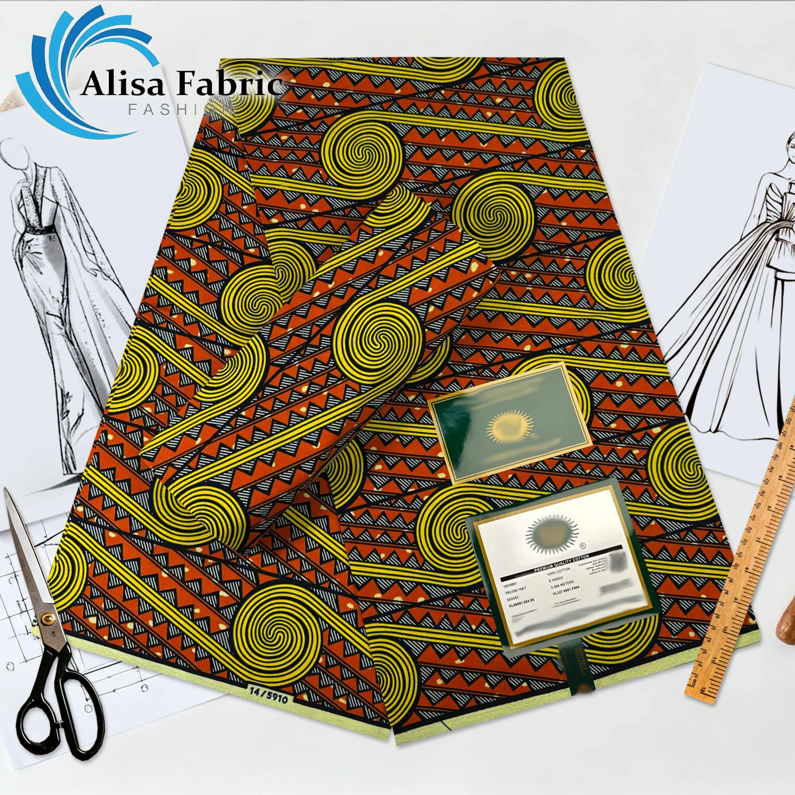 

2025 новый стиль, африканская ткань с восковым принтом, 6 ярдов, настоящая гарантированная африканская хлопчатобумажная ткань, высокое качество для шитья
