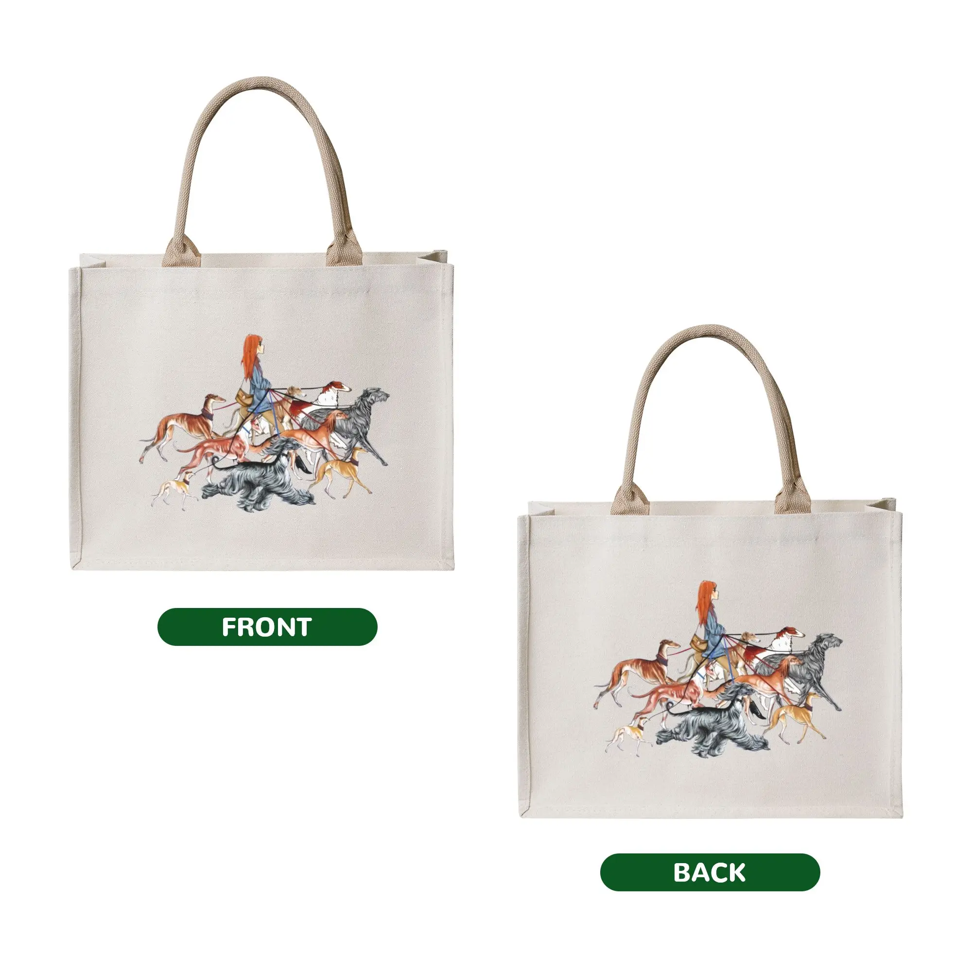 Cute Print Walking The Sighthounds Whippet Greyhound Dog  Shopping Tote Bags Portable Shopper Shoulder  Handbag