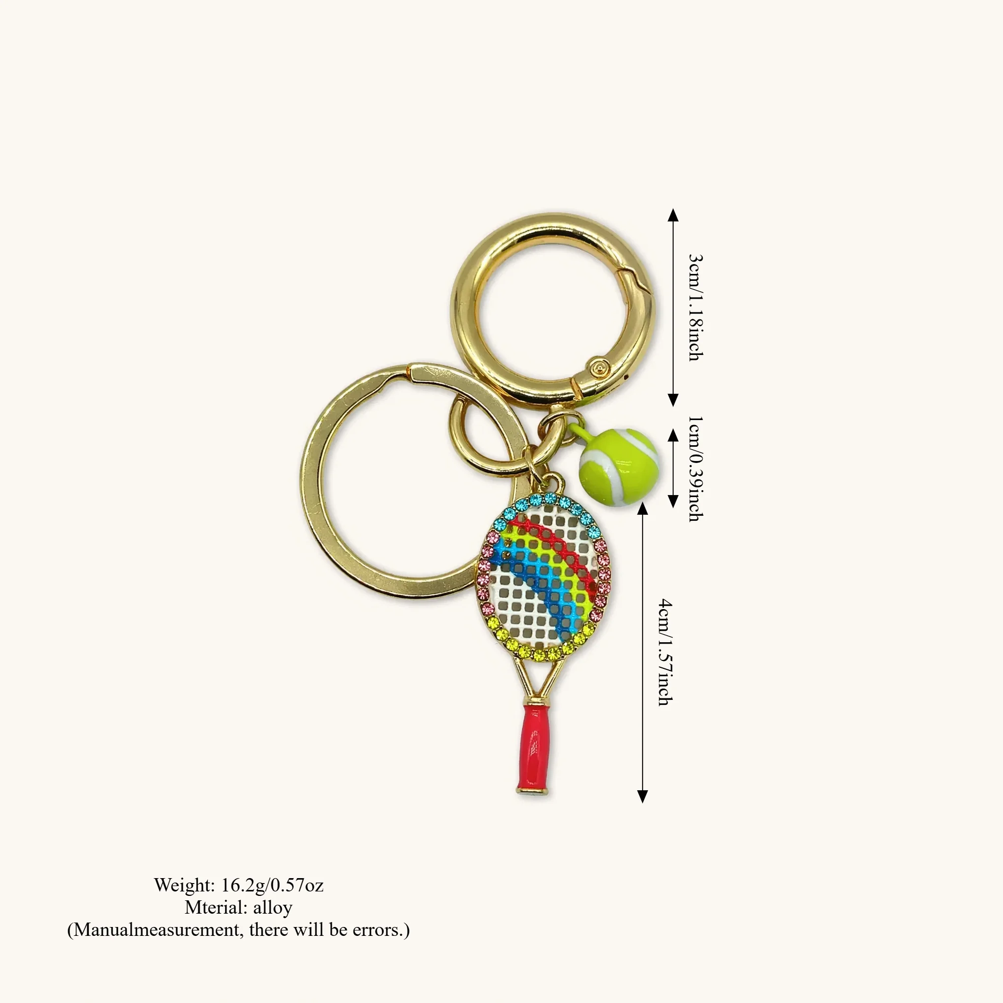Neuer Sweet Love Tennisschläger mit Perlen- und Diamantbesatz DIY Schlüsselanhänger Schmuck – Detail 4