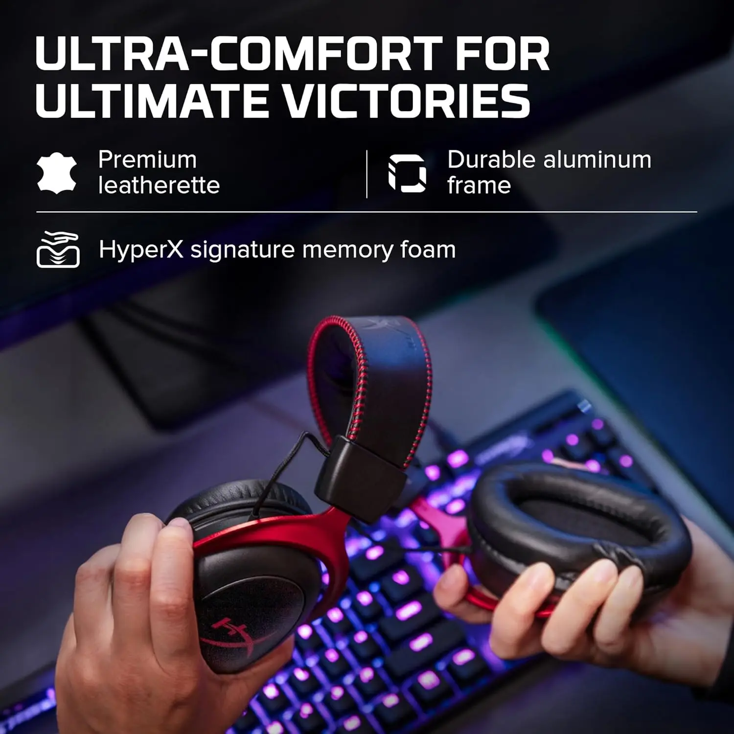 سماعة رأس مستعملة أصلية HyperX Cloud II Hi-Fi 7.1 بصوت محيطي للألعاب مع ميكروفون للهاتف المحمول للكمبيوتر