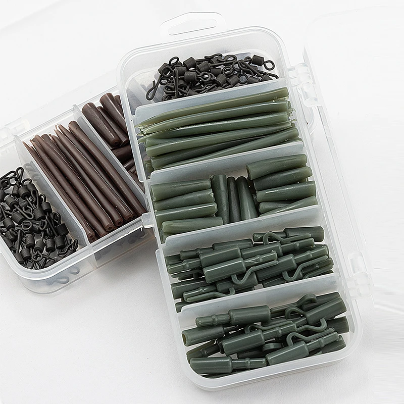 

120PCS Terminal Carp Fishing Tackle Safety Lead Clips with Pins Tail Tubes Anti Tangle Sleeves Quick Change Fishing Accessories