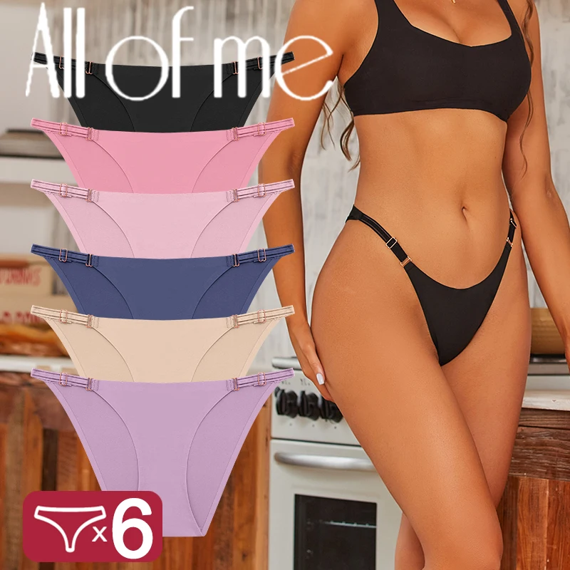 6pcs/Set Women's Seamless Panties Sexy Low Waist Adjustable Strap express Female Solid Color Underwear Ladies Intimates Lingerie