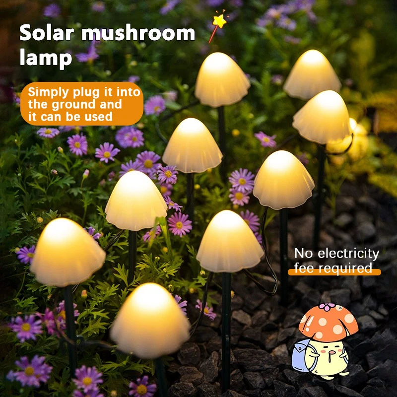 LEDsolar Mushroom Lawn Lamp Outdoor Waterproof 8-mode Fairy Path Landscape Lamp Courtyard Terrace Garden Decorative Light String