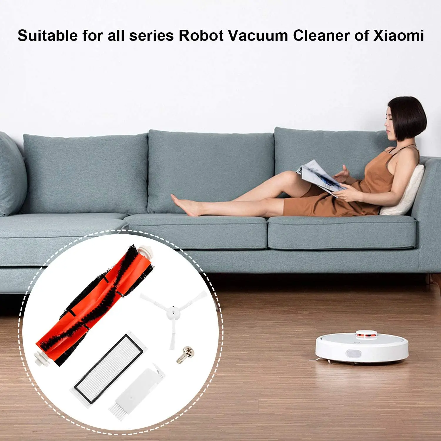 ตัวกรอง Hepa สำหรับ Xiaomi Mijia Roborock S6 MaxV S6 Pure S6 E4 S5 S5 Max E35 E25 E20 S50 S51เครื่องดูดฝุ่น Mop Roller แปรงด้านข้าง