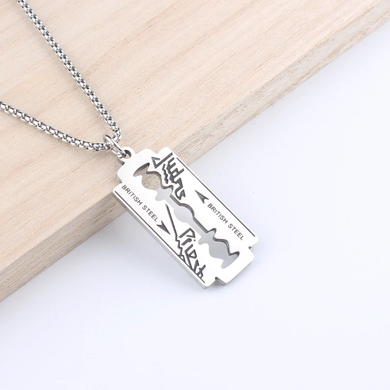 Waterproof Stainless Steel Razor Blade Necklace, Gothic Punk Pendant, Hypoallergenic Jewelry for Daily/Concert
