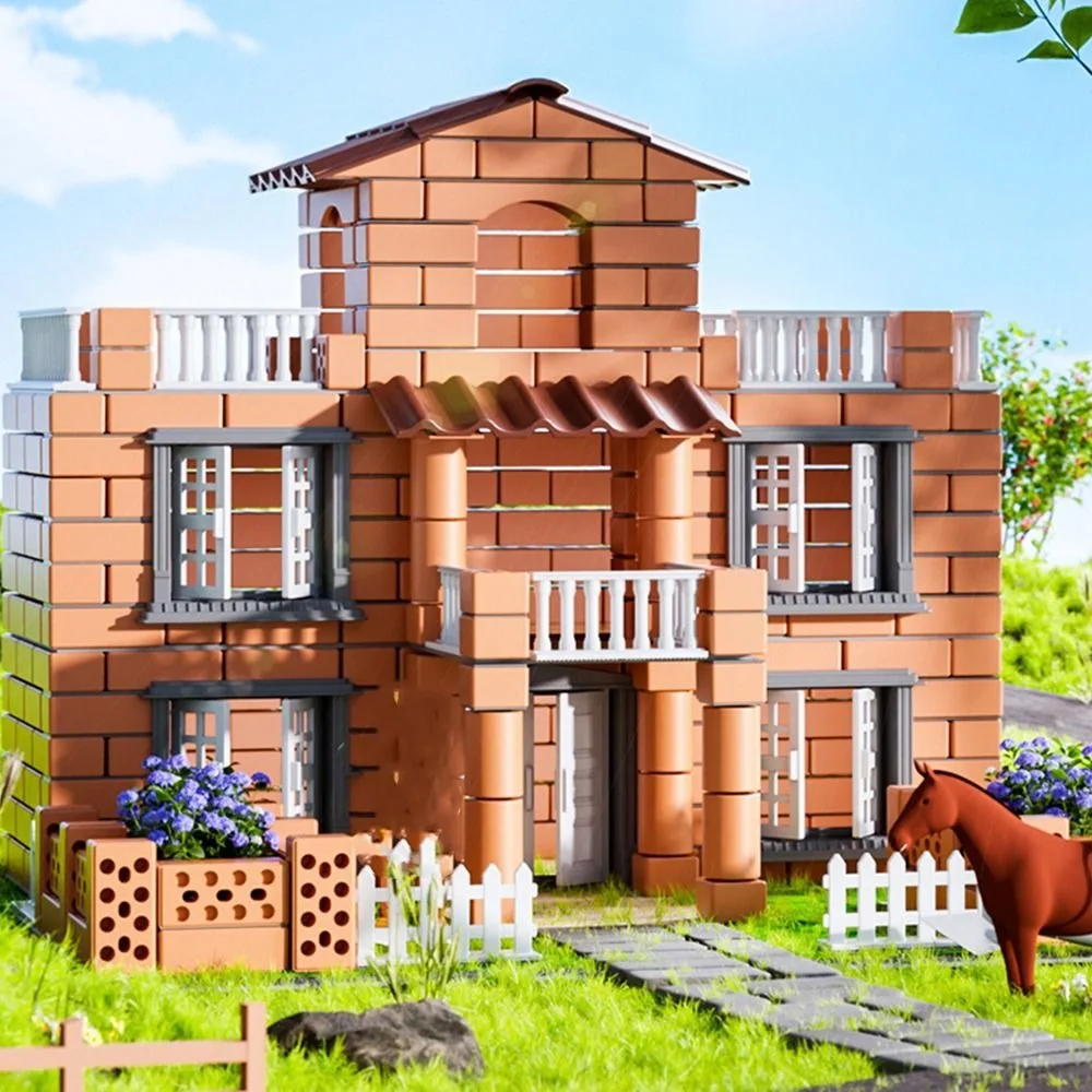 Set di blocchi per case da costruzione fai-da-te multicolori Case per piastrelle in plastica assemblare giocattolo modello di villa in miniatura Mini assemblaggio di mattoni