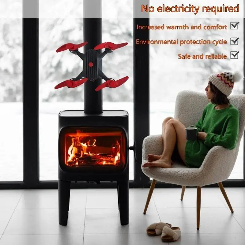 

Y9UA Heat Powered Stove Fan Quiet Fireplaces Circulator No Electricity Required For Air Circulation Living Room Heating