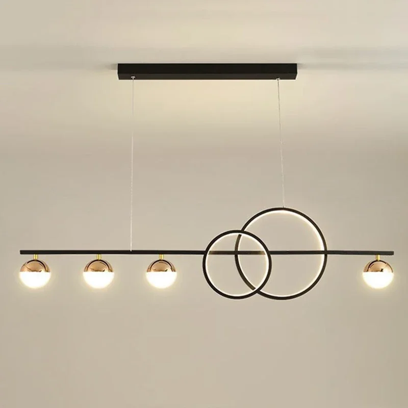 New Magic Beans Circle Restaurant Ceiling Chandelier For Living Table Kitchen Led Iron Art Luminaire Hanging Lamp Decoration