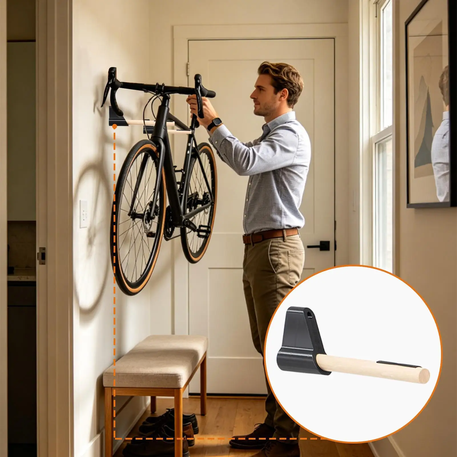 Bike Wall Hanger Bicycle Holder Rack Heavy Duty Bike Mount For Home Apartment Shed Workshop Studio Living Room Balcony