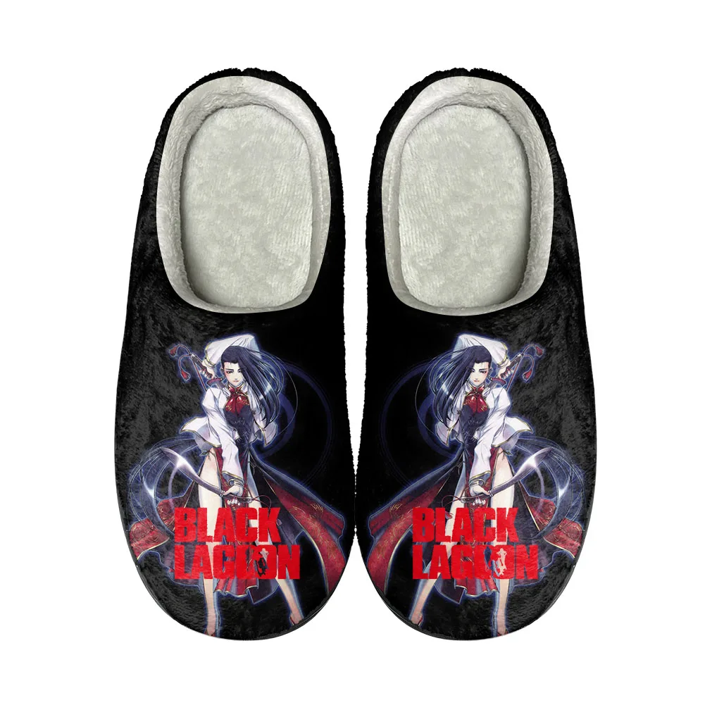 Anime Black Lagoon Home Cotton Custom Slippers Mens Womens Sandals Plush Rock Band Casual Keep Warm Shoes Thermal Slipper