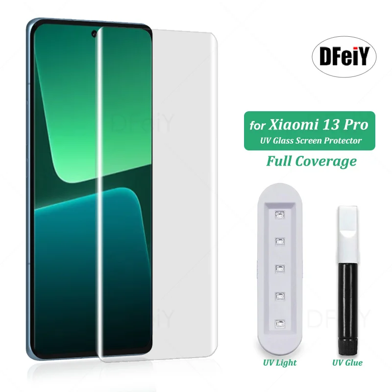 

DFeiY UV Glass for Xiaomi 13 Pro Full Coverage UV Screen Protector for Xiaomi 12 13 12S Pro Tempered Glass Film