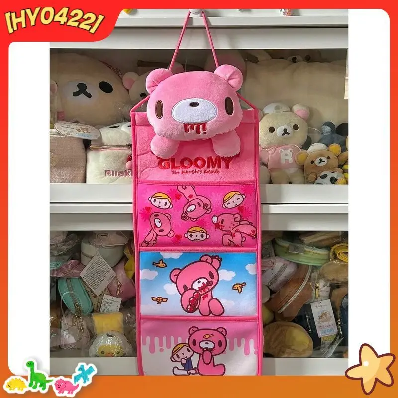 

Настенный органайзер Gloomy Pink Plush Bear Head: многослойная подвесная сумка для хранения в виде милого мультяшного медведя для дома, спальни, детской комнаты, для девочек