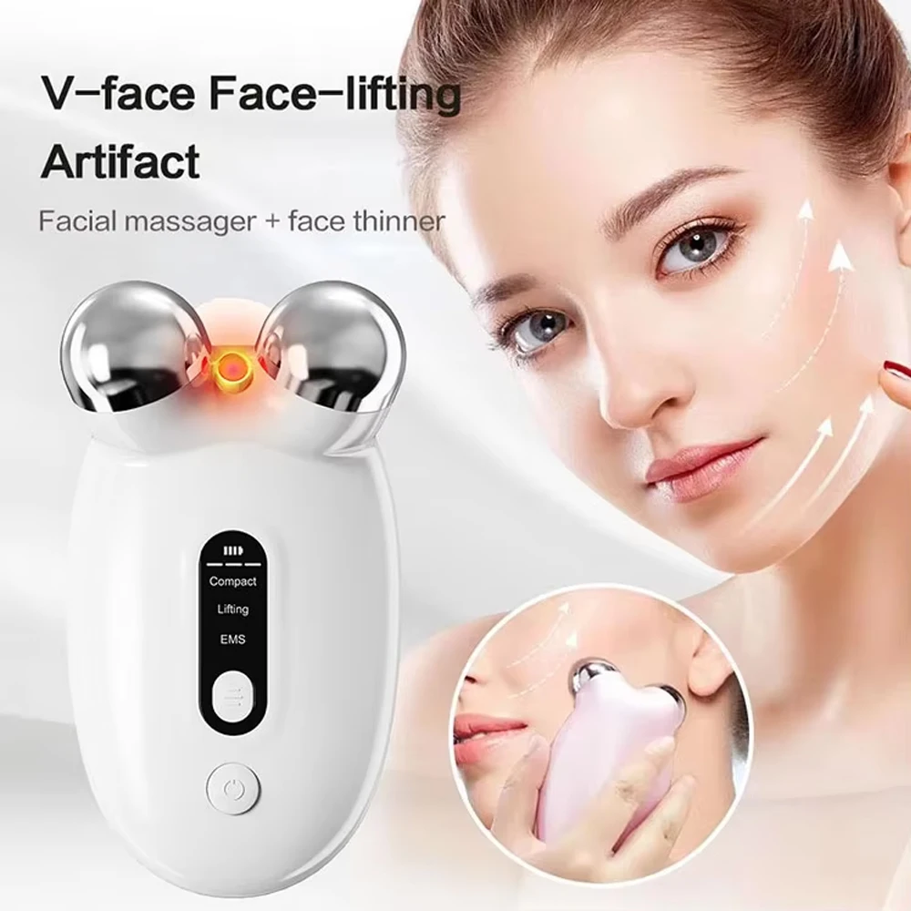 Microstroom Gezichtsapparaat Gezichtsroller Massager Rood Ligh Therapie Huidverjonging Anti-rimpel Huidverzorging Tool Face Lift Machine