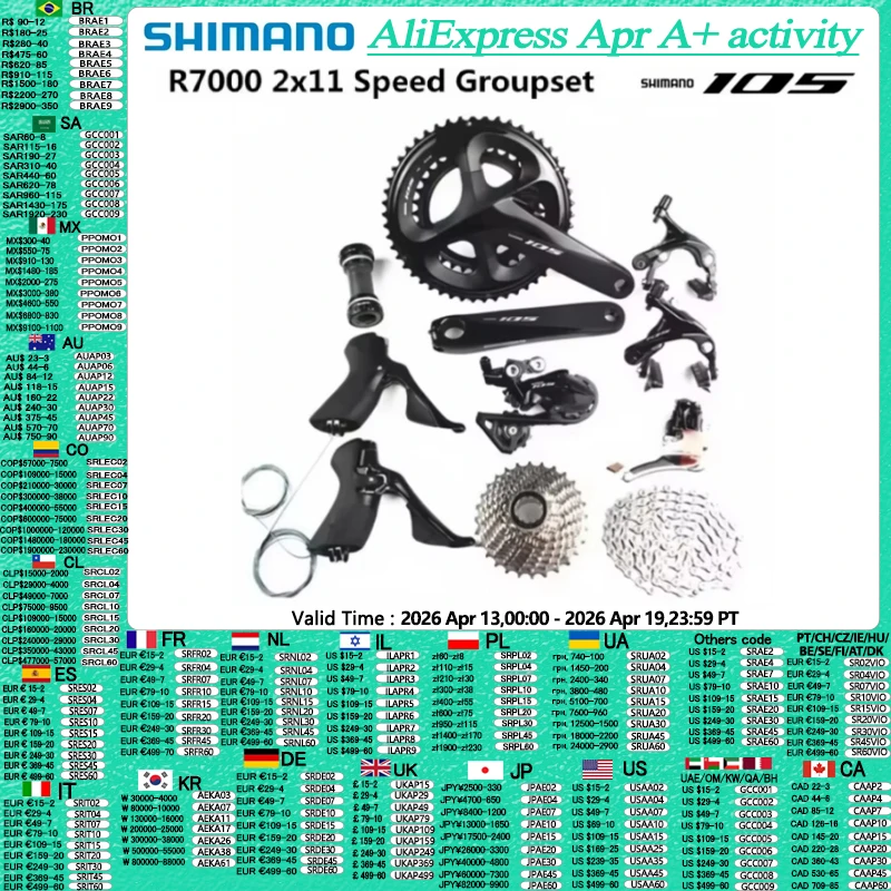 SHIMANO 105 R7000 groupe 2x11 vitesses ensemble R7100 pédalier 50-34T 52-36T vélo de route Kit de vélo groupe mise à niveau de 5800