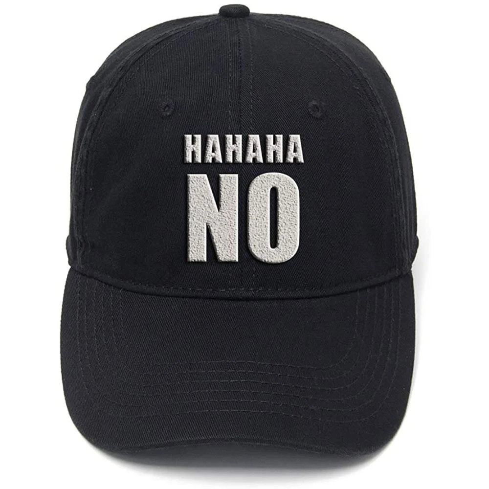 

Lyprerazy Hahaha No Funny Washed Cotton Adjustable Men Women Unisex Hip Hop Cool Flock Printing Baseball Cap