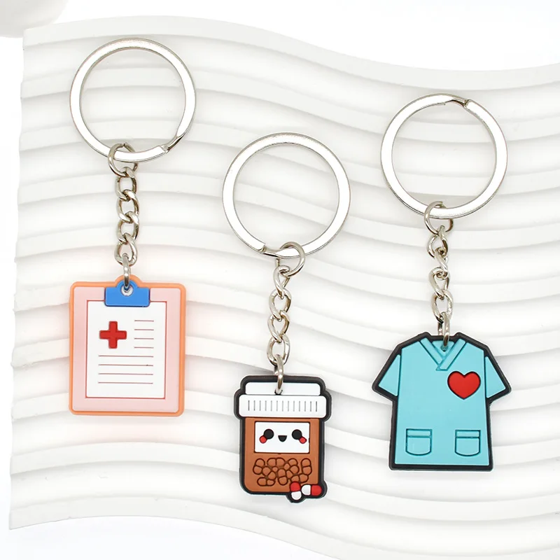 1 PCS Health Care Keychain Doctor Medical Tool Stethoscope Syringe Face Mask Key Ring Nurse Medical Gift Keychain Souvenir