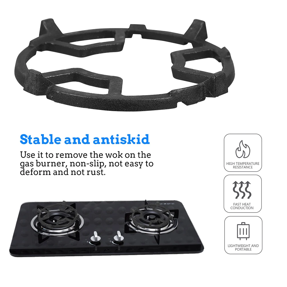 

2pcs Cast Iron Wok Ring Rack Kitchen Stove Bracket Durable Heat Resistance Gas Stove Accessory Pan Holder Casserole Compatible