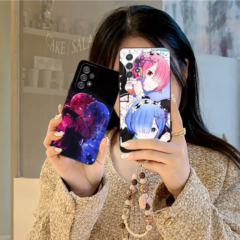 ReZero Rem Ram Phone Case for Samsung Galaxy M55 54 42 35 34 33 32 23 22 15 14 13 12 F55 5G Soft TPU Shockproof Cover