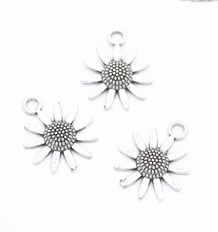16pcs Charms Sunflower Flower 23*19mm Antique Silver Color Pendants Making DIY Handmade Tibetan Finding Jewelry F0848