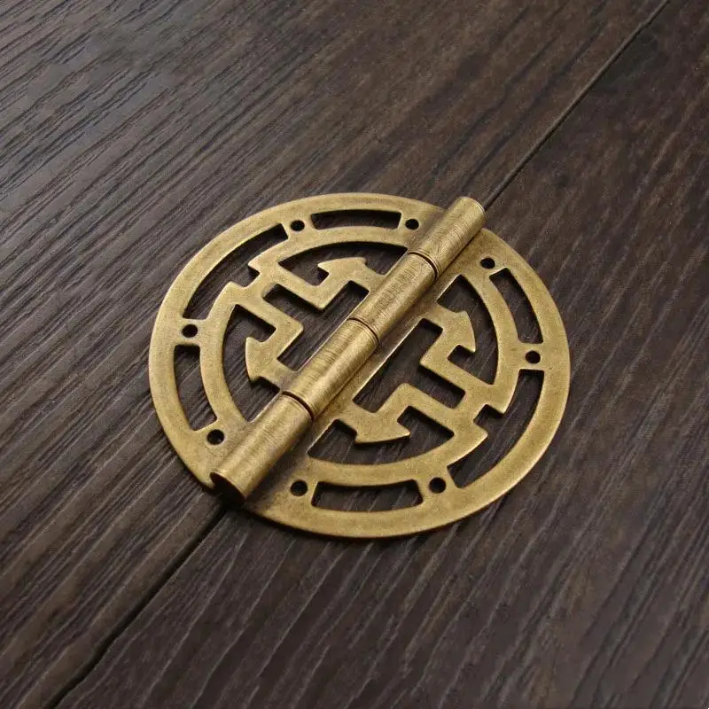 

2Pcs Vintage Brass Hinges With Screws Hollow Pattern Old Chinese Retro Decor Wood Jewelry Box Wine Case Cabinet Parts