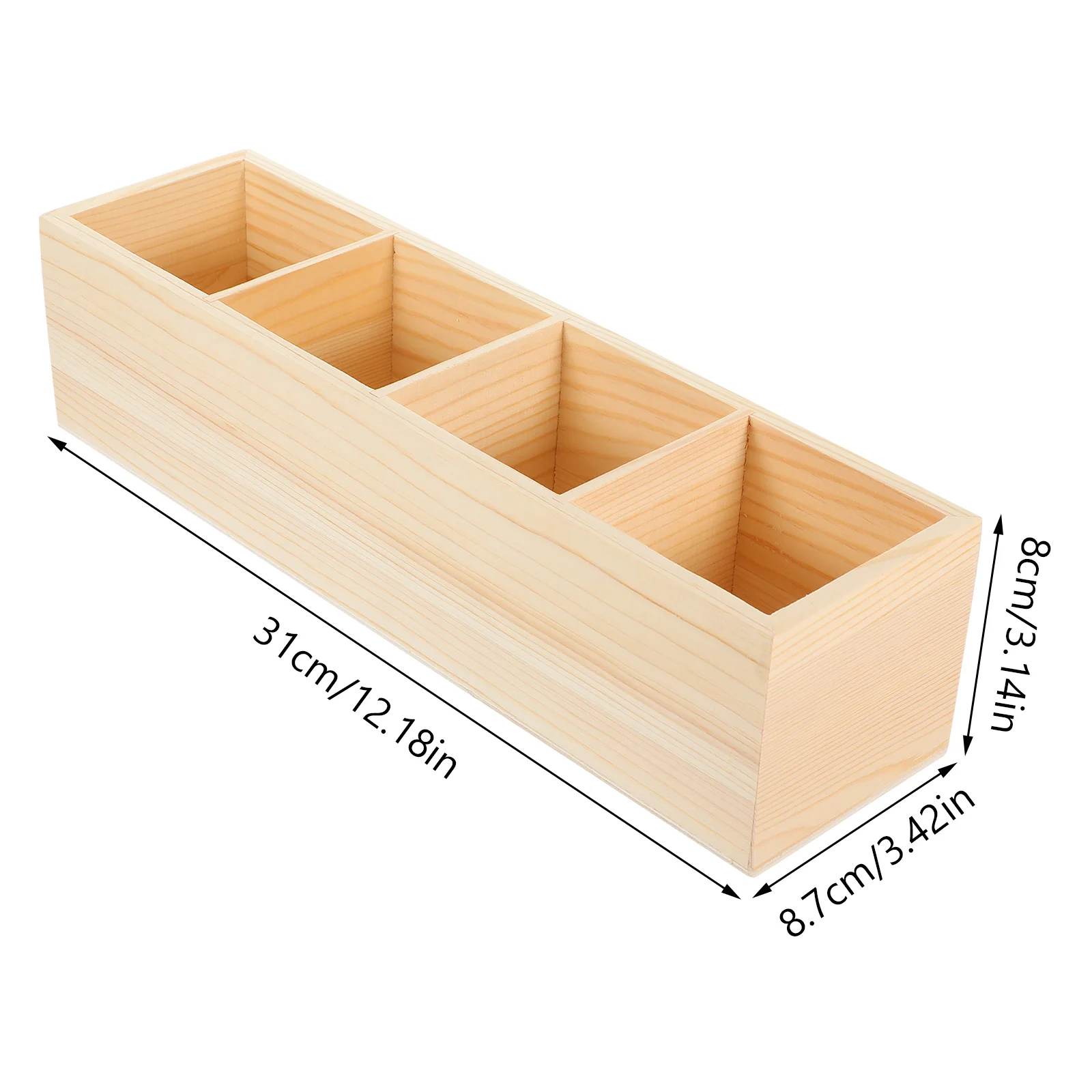 Porte-crayon en bois multifonctionnel, porte-télécommande de bureau, rangement de bureau, 4 compartiments