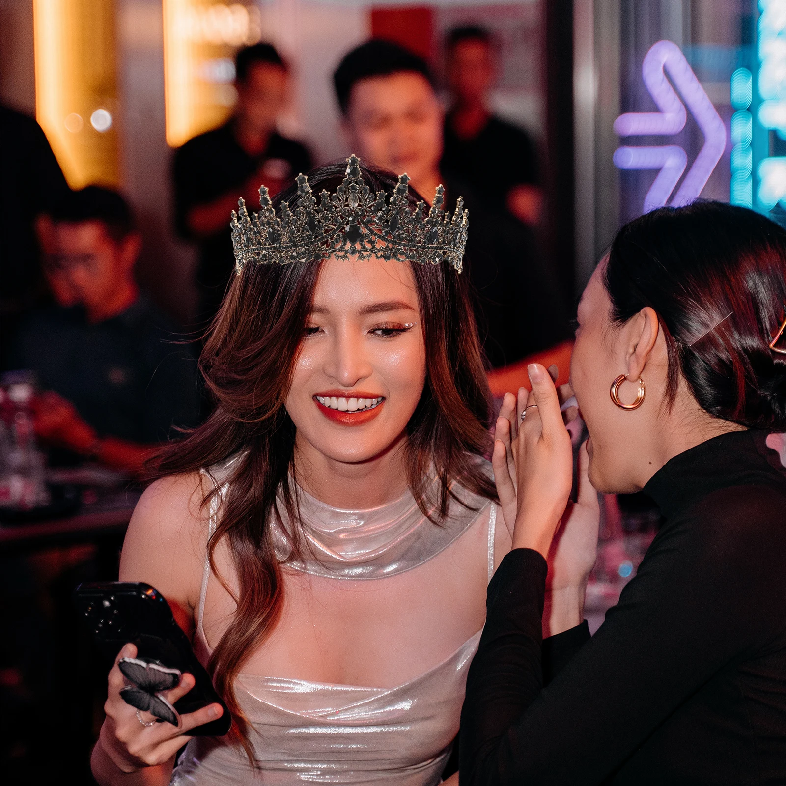 

Black Rhinestone Crown Bride Tiara Headpiece Birthday Wedding Bridal Vintage Crowns Women Tiaras Accessories Event Photos Gifts