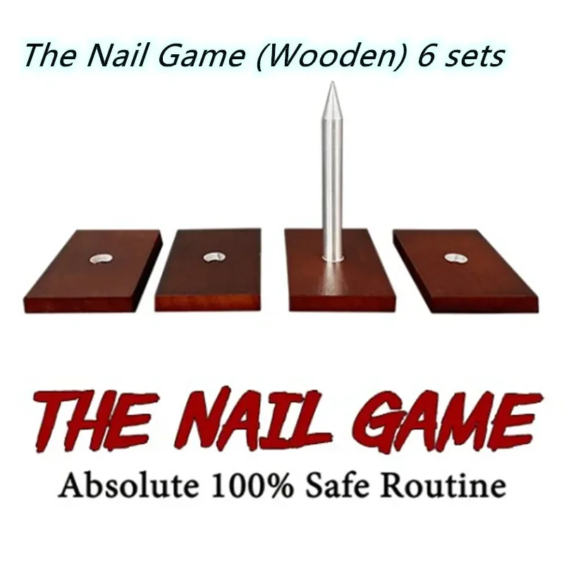 

The Nail Game (Wooden) 6 Sets Magic Tricks Crush Paper Bag Magia Close Up Bar Gimmick Props Mentalism 100% safe Nail Roulette