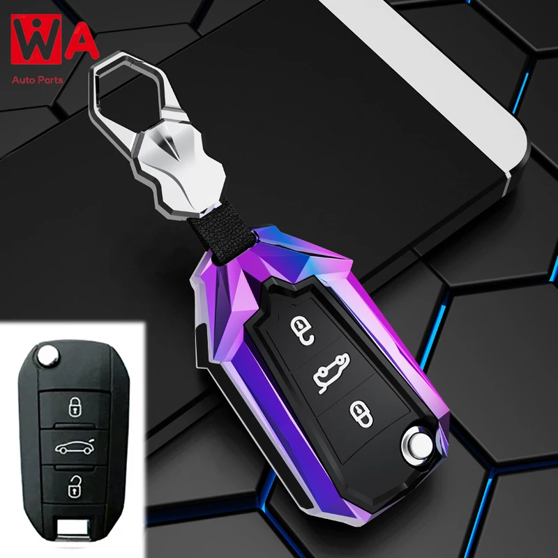 

Zinc Alloy Car Flip Key Case Cover Shell For Peugeot 208 3008 308 508 408 2008 307 4008 For Citroen C4 C3 C6 CACTUS C8 Keyless