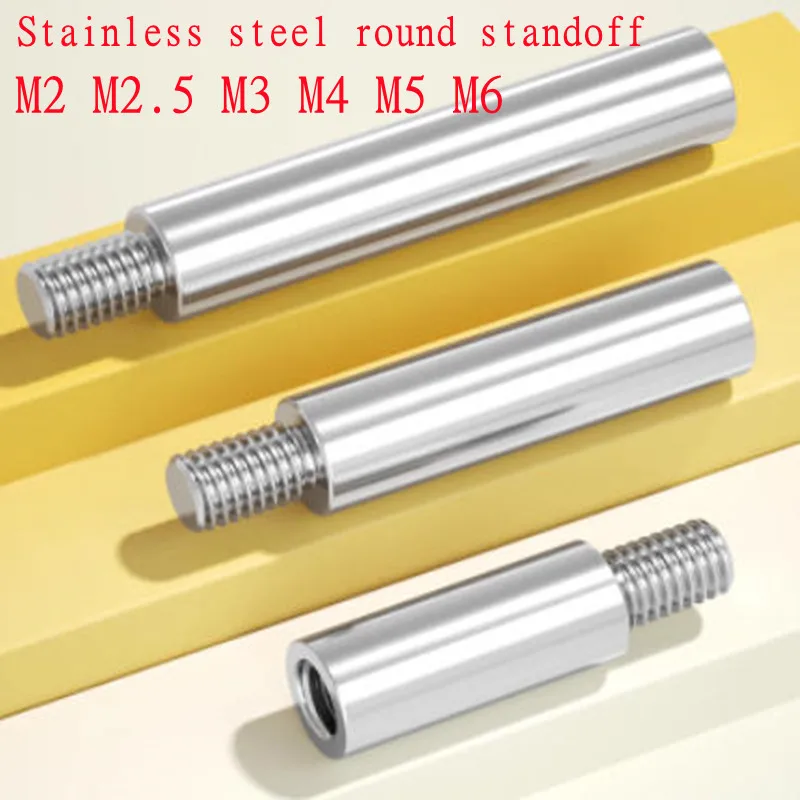 10pcs stainless steel round standoff M2 M2.5 M3 M4 M5 M6 +4/6/8mm Male to Female Standoff Spacer screw