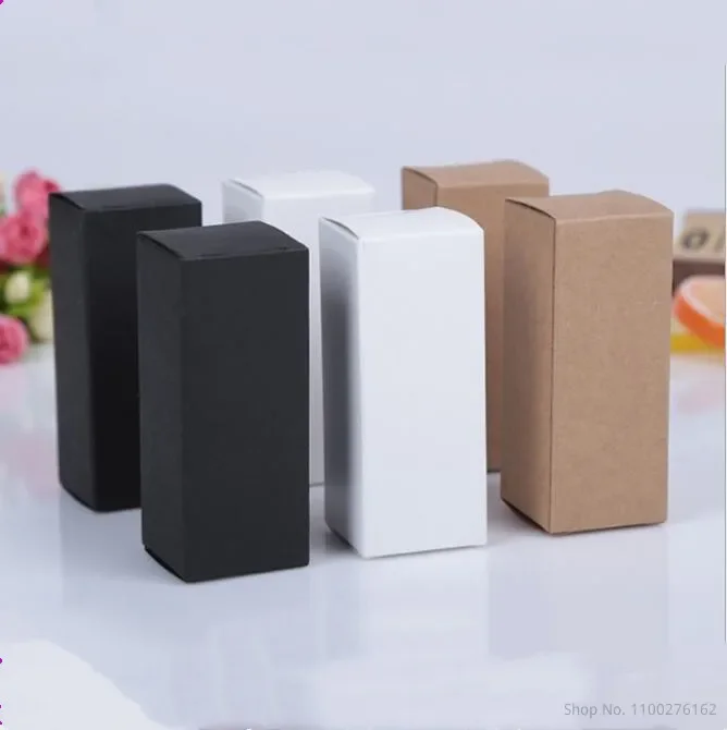 100pcs Multi Size Kraft Paper Tube Box Small Rectangle Lipstick Box Gift Packaging Bottle Cosmetic Gift Box White Black