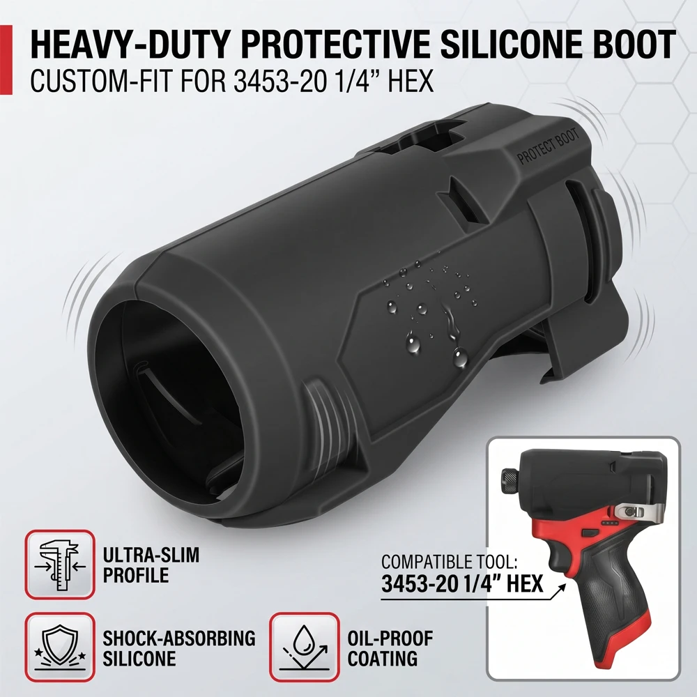 

Silicone Protective Boot For Fuel 3453-20 1/4 Inch Hex Impact Driver Waterproof Oil Resistant Anti Scratch Case Cover