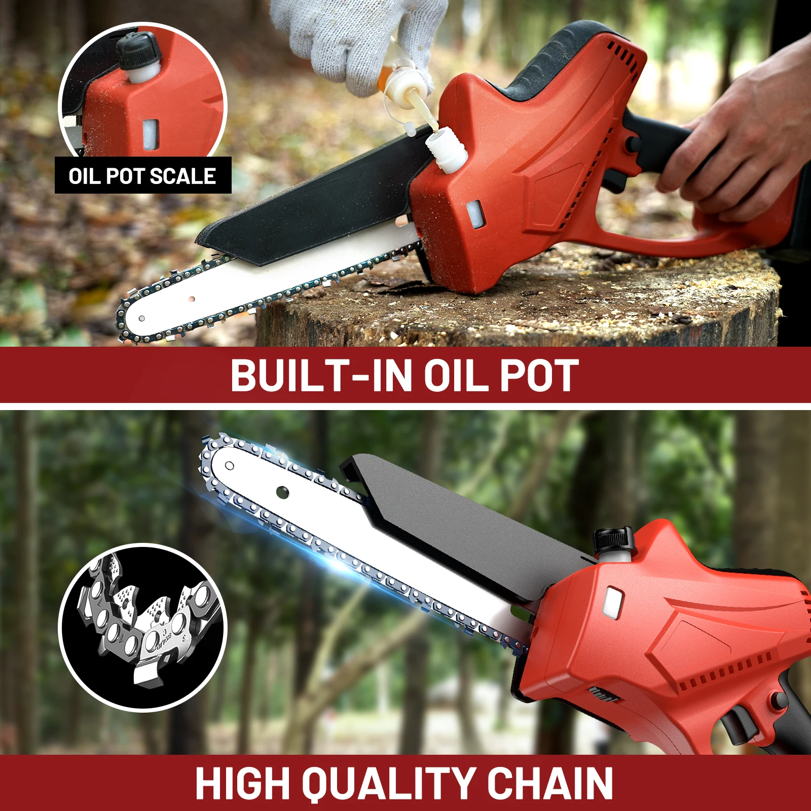 AVHRIT Chainsaw Cordless Chain saw 8 Inch Handheld Brushless Electric Rechargeable Trimming Saw Wood Working Tool For Makita 21V