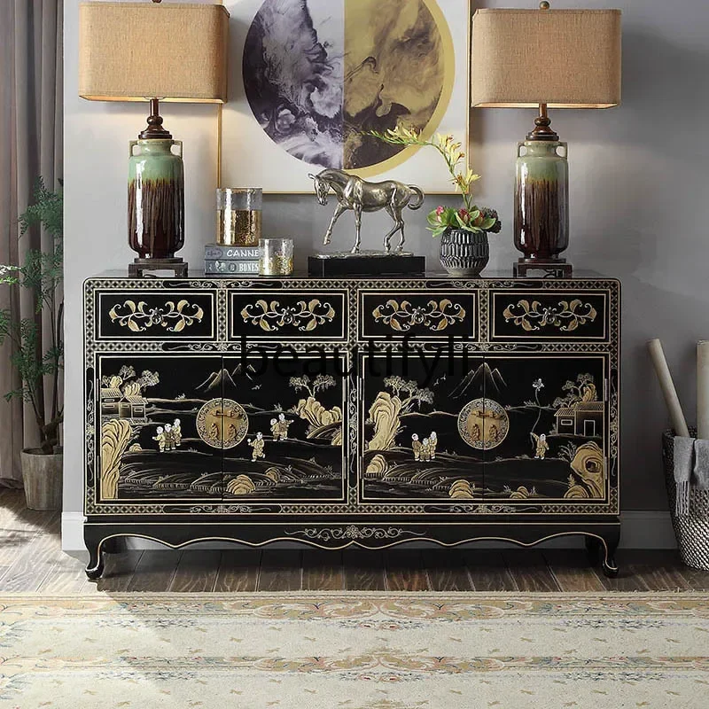 N178 G New Chinese-style entrance solid wood partition decoration living room side cabinet view table dining side cabinet