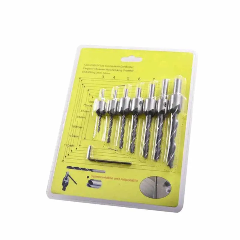 4/7 pz 3-10mm in acciaio ad alto tenore di carbonio a tre punti svasatore punta da trapano Set alesatore lavorazione del legno smusso trapano foro Pliot