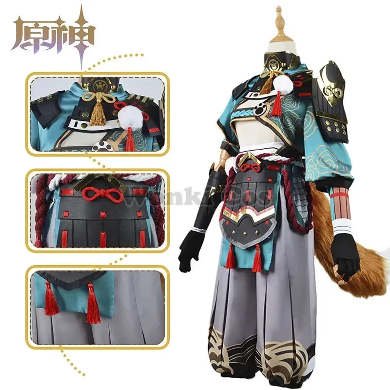 Gorou cosplay traje peruca com orelhas impacto inazuma goro cosplay cauda trajes conjunto completo cosplay adereços roupas de festa