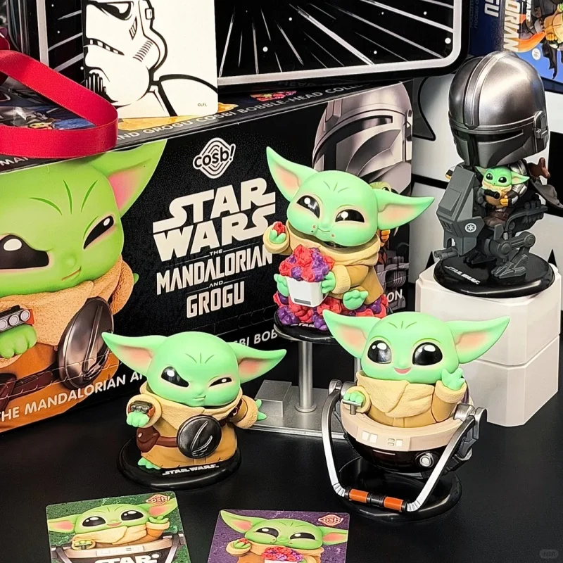 Authentic Hot Toys Star Wars The Mandalorian  Grogu COSBI Blind Box Bobblehead Mini Figure Desktop Ornament Sci Fi Movie Gift