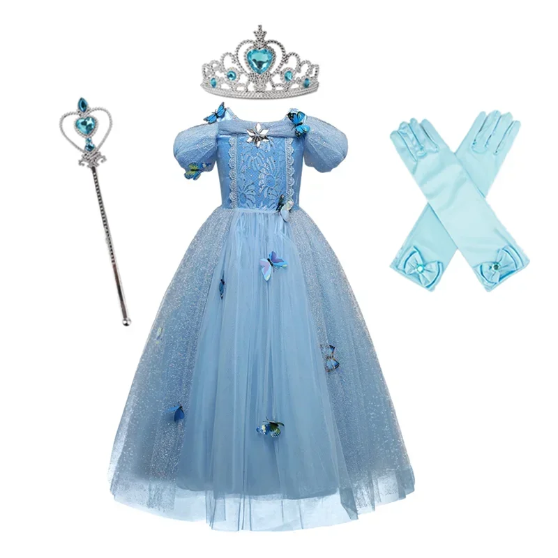 2024 Costumes for Girls Cosplay Princess Belle Mermaid Rapunzel Jasmine Clothes Princess Dress for Girl Cinderella Elsa Dress Up