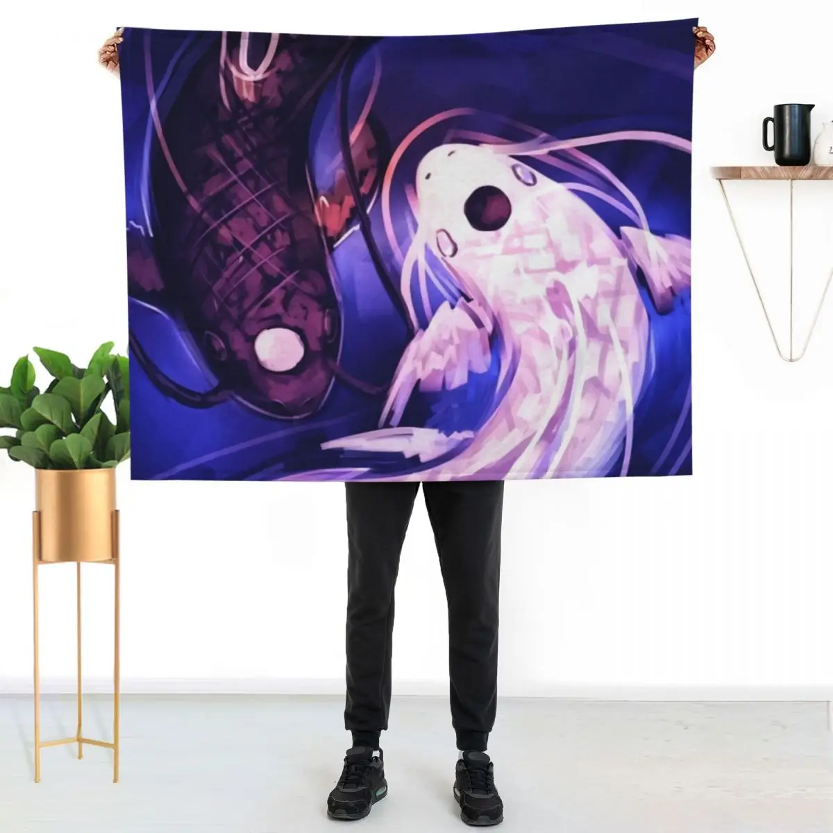 Yin Yang Yue Koi Throw Blanket decorative Blankets For Bed For Decorative Sofa Thins Furrys bed plaid Blankets