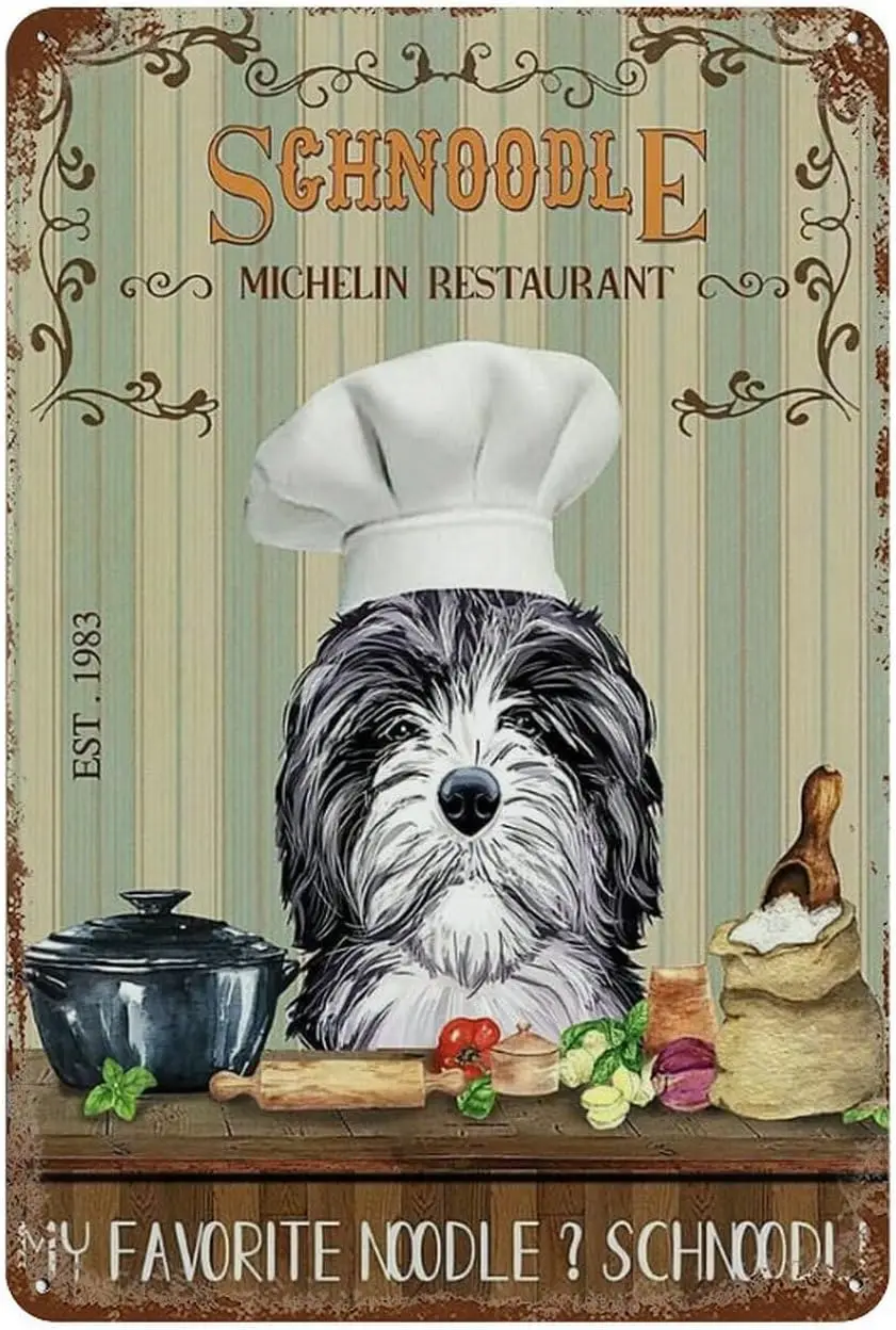 Metal Tin Sign Schnoodle Michelin Restaurant Aluminum Vintage Sign Gift Metal Wall Plaque Decoration 12X8 Inch