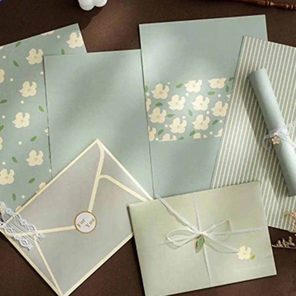 

Flowers Floral Envelopes with Stickers DIY Postcard Letter Pads Writable Kawaii Letter Writing Paper Wedding Party