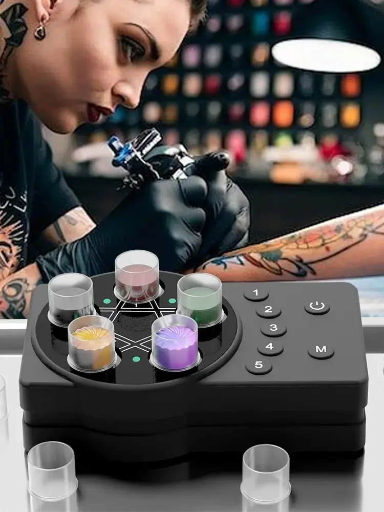 Kit de mélangeur Vortex d'encre de tatouage sans fil, batterie 2000mA équipée d'une tasse d'encre, aimant rotatif, Anti-accrochage pour fournitures de tatouage