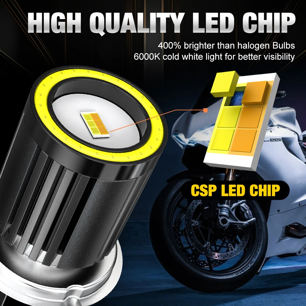 H4 LED Moto H6 BA20D P15D LED Motorcycle Headlight Bulbs Angel Devil Eye Lens White Yellow Hi Lo Lamp Scooter Accessorie