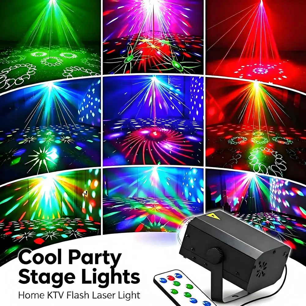 DJ Disco Ball Party Light, Pattern Projection & Sound Activated RGB Strobe Stage Lighting for Indoor Dance Birthday Bar Karaoke