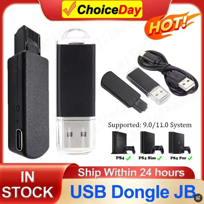 One-Key JB Tool Mod Set USB Dongle with Ethernet Type-C Cable Kit JB USB Adapter for PS4/PS4 Pro/PS4 Slim FW 9.0-11.0 System