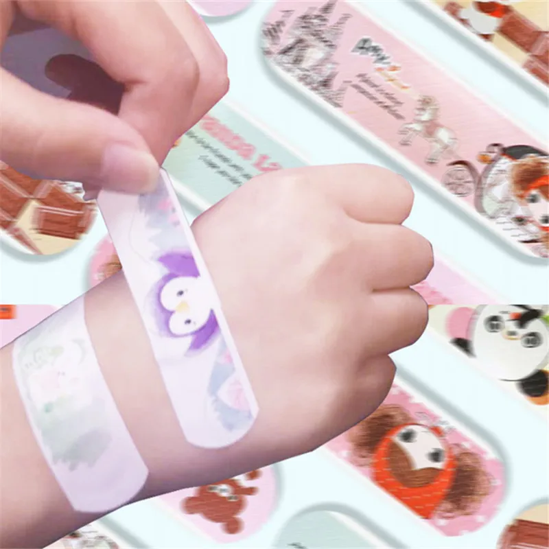 100 pçs/set dos desenhos animados kawaii band aid tiras primeiros socorros curativo gesso remendo da pele fita adesiva bandagens woundplast