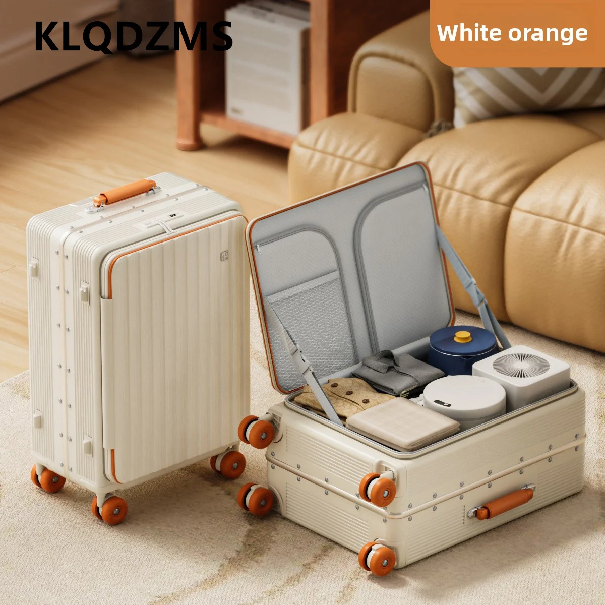 KLQDZMS Aluminum Frame Suitcase Large Capacity Trolley Case PC Boarding Case 20