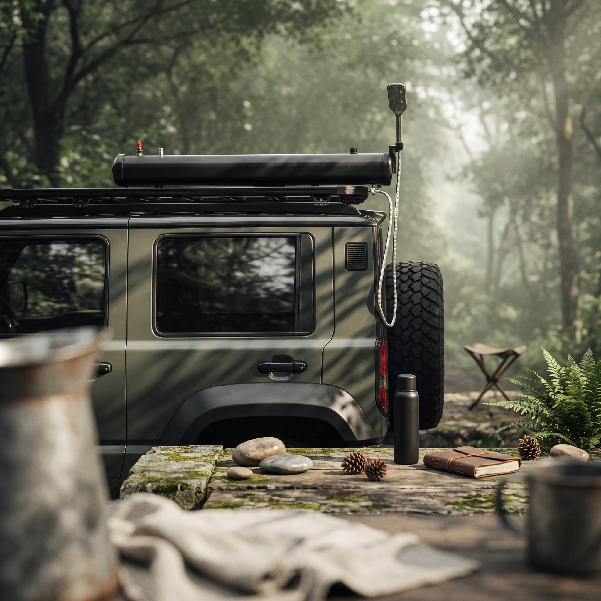 Off Grid Roof Rack Shower Car Shower with Water Tank Flexible Hose Outdoor Cleaner for Travel